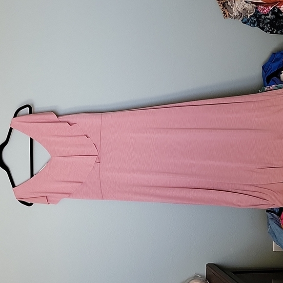 Soft surroundings NWT Roxanna Romantic Pink Flounce Ruffle Vneck Maxi Medium - Picture 7 of 11